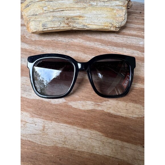 Gucci Accessories - Gucci GG0034SN Womens Sunglasses Black Frame Gold Red Accent Gradient Lenses